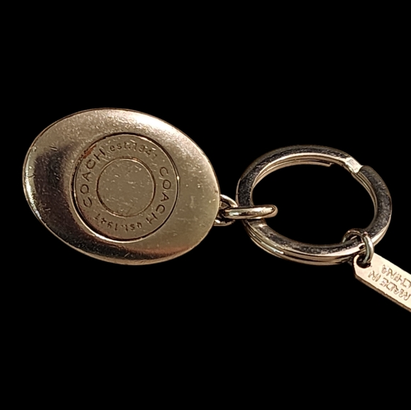 Coach Legacy Stripe Oval Turnlock Key Chain Bag Charm - Picture 4 of 5